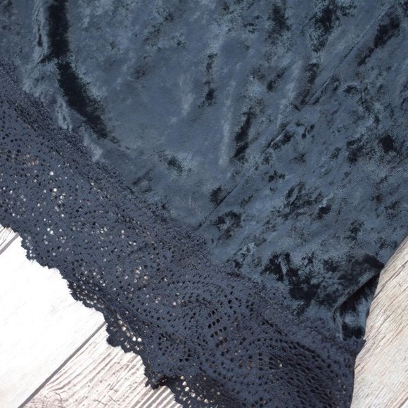 Free People Wait For It Velvet Lace Trim Mini Dress Black XS - Picture 8 of 14